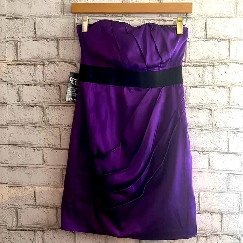 NWT Purple Express Strapless Dress size 0 Y2K